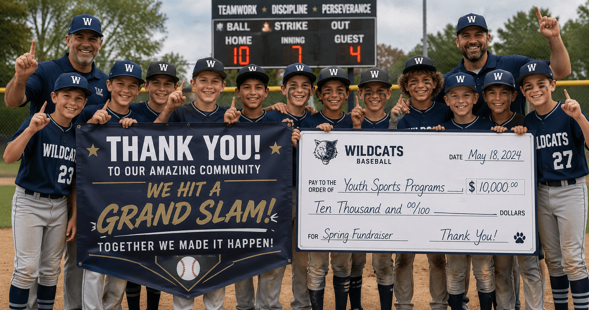 A youth sports team celebrating one of the fundraisers with the most profit