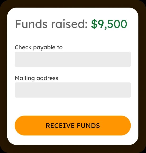 Third step of fundraising with FundChamps where the team manager can withdraw the funds received from supporters