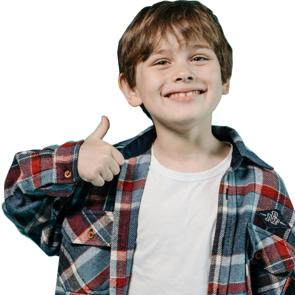 Kid with his thumbs up